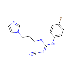 N#C/N=C(\NCCCn1ccnc1)Nc1ccc(Br)cc1 ZINC000045291088