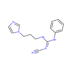 N#C/N=C(\NCCCn1ccnc1)Nc1ccccc1 ZINC000045299012