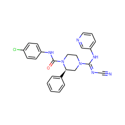 N#C/N=C(\Nc1cccnc1)N1CCN(C(=O)Nc2ccc(Cl)cc2)[C@H](c2ccccc2)C1 ZINC000040919104