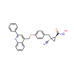 N#C[C@@]1(Cc2ccc(OCc3cc(-c4ccccc4)nc4ccccc34)cc2)C[C@@H]1C(=O)NO ZINC000014001968