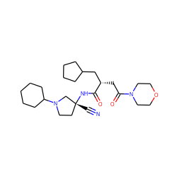 N#C[C@@]1(NC(=O)[C@@H](CC(=O)N2CCOCC2)CC2CCCC2)CCN(C2CCCCC2)C1 ZINC000028817779