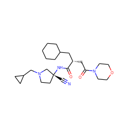 N#C[C@@]1(NC(=O)[C@@H](CC(=O)N2CCOCC2)CC2CCCCC2)CCN(CC2CC2)C1 ZINC000013918411