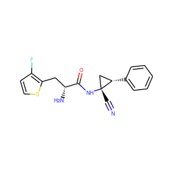 N#C[C@@]1(NC(=O)[C@H](N)Cc2sccc2F)C[C@@H]1c1ccccc1 ZINC000040402909