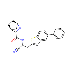 N#C[C@@H](Cc1cc2cc(-c3ccccc3)ccc2s1)NC(=O)[C@H]1N[C@@H]2CC[C@H]1C2 ZINC000169708964