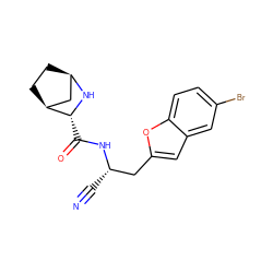 N#C[C@@H](Cc1cc2cc(Br)ccc2o1)NC(=O)[C@H]1N[C@@H]2CC[C@H]1C2 ZINC000169708954