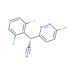 N#C[C@@H](c1ccc(Cl)nn1)c1c(F)cccc1Cl ZINC000001397060