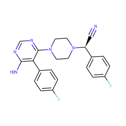 N#C[C@@H](c1ccc(F)cc1)N1CCN(c2ncnc(N)c2-c2ccc(F)cc2)CC1 ZINC000219039714