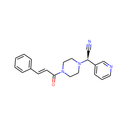 N#C[C@@H](c1cccnc1)N1CCN(C(=O)/C=C/c2ccccc2)CC1 ZINC000013728975