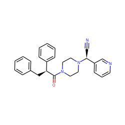 N#C[C@@H](c1cccnc1)N1CCN(C(=O)[C@@H](Cc2ccccc2)c2ccccc2)CC1 ZINC000013729031