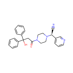 N#C[C@@H](c1cccnc1)N1CCN(C(=O)CC(O)(c2ccccc2)c2ccccc2)CC1 ZINC000026818366