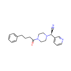 N#C[C@@H](c1cccnc1)N1CCN(C(=O)CCCc2ccccc2)CC1 ZINC000013728969