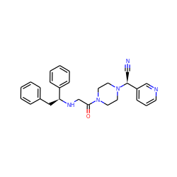 N#C[C@@H](c1cccnc1)N1CCN(C(=O)CN[C@@H](Cc2ccccc2)c2ccccc2)CC1 ZINC000013729279