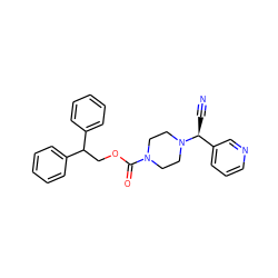 N#C[C@@H](c1cccnc1)N1CCN(C(=O)OCC(c2ccccc2)c2ccccc2)CC1 ZINC000013729078