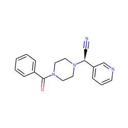 N#C[C@@H](c1cccnc1)N1CCN(C(=O)c2ccccc2)CC1 ZINC000013728953