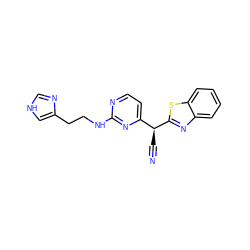 N#C[C@@H](c1ccnc(NCCc2c[nH]cn2)n1)c1nc2ccccc2s1 ZINC000028966726