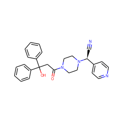 N#C[C@@H](c1ccncc1)N1CCN(C(=O)CC(O)(c2ccccc2)c2ccccc2)CC1 ZINC000027330514