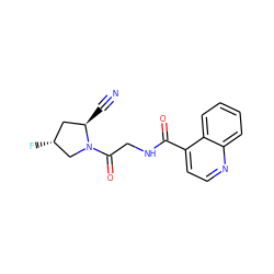 N#C[C@@H]1C[C@@H](F)CN1C(=O)CNC(=O)c1ccnc2ccccc12 ZINC000169312172