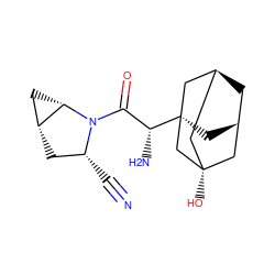 N#C[C@@H]1C[C@@H]2C[C@@H]2N1C(=O)[C@@H](N)[C@]12C[C@@H]3C[C@@H](C[C@@](O)(C3)C1)C2 ZINC000100386874