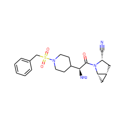 N#C[C@@H]1C[C@@H]2C[C@@H]2N1C(=O)[C@@H](N)C1CCN(S(=O)(=O)Cc2ccccc2)CC1 ZINC000095590959