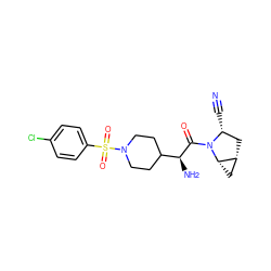 N#C[C@@H]1C[C@@H]2C[C@@H]2N1C(=O)[C@@H](N)C1CCN(S(=O)(=O)c2ccc(Cl)cc2)CC1 ZINC000095586230