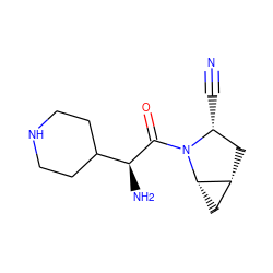 N#C[C@@H]1C[C@@H]2C[C@@H]2N1C(=O)[C@@H](N)C1CCNCC1 ZINC000095586229