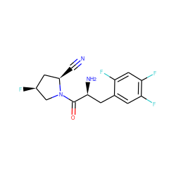 N#C[C@@H]1C[C@H](F)CN1C(=O)[C@@H](N)Cc1cc(F)c(F)cc1F ZINC000103242323