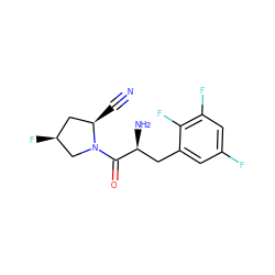 N#C[C@@H]1C[C@H](F)CN1C(=O)[C@@H](N)Cc1cc(F)cc(F)c1F ZINC000103242325