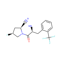 N#C[C@@H]1C[C@H](F)CN1C(=O)[C@@H](N)Cc1ccccc1C(F)(F)F ZINC000103242319