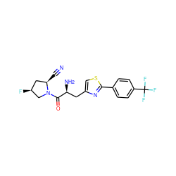 N#C[C@@H]1C[C@H](F)CN1C(=O)[C@@H](N)Cc1csc(-c2ccc(C(F)(F)F)cc2)n1 ZINC000103248366