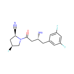 N#C[C@@H]1C[C@H](F)CN1C(=O)C[C@H](N)Cc1cc(F)cc(F)c1 ZINC000299824097