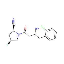 N#C[C@@H]1C[C@H](F)CN1C(=O)C[C@H](N)Cc1ccccc1Cl ZINC000299830763