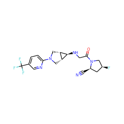 N#C[C@@H]1C[C@H](F)CN1C(=O)CN[C@H]1[C@@H]2CN(c3ccc(C(F)(F)F)cn3)C[C@@H]21 ZINC000100079477