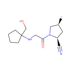 N#C[C@@H]1C[C@H](F)CN1C(=O)CNC1(CO)CCCC1 ZINC000003817208