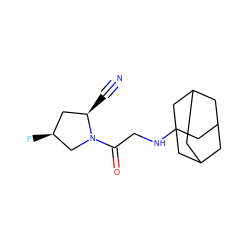 N#C[C@@H]1C[C@H](F)CN1C(=O)CNC12CC3CC(CC(C3)C1)C2 ZINC000040395051