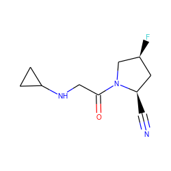 N#C[C@@H]1C[C@H](F)CN1C(=O)CNC1CC1 ZINC000040896304