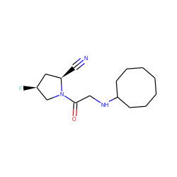 N#C[C@@H]1C[C@H](F)CN1C(=O)CNC1CCCCCCC1 ZINC000040394844