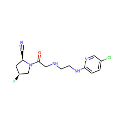 N#C[C@@H]1C[C@H](F)CN1C(=O)CNCCNc1ccc(Cl)cn1 ZINC000040976685