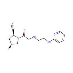 N#C[C@@H]1C[C@H](F)CN1C(=O)CNCCNc1ccccn1 ZINC000045498180