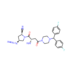 N#C[C@@H]1C[C@H](N=[N+]=[N-])CN1C(=O)[C@@H](N)CC(=O)N1CCN(C(c2ccc(F)cc2)c2ccc(F)cc2)CC1 ZINC000653847502