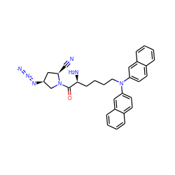 N#C[C@@H]1C[C@H](N=[N+]=[N-])CN1C(=O)[C@@H](N)CCCCN(c1ccc2ccccc2c1)c1ccc2ccccc2c1 ZINC000049867448