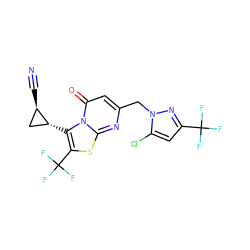 N#C[C@@H]1C[C@H]1c1c(C(F)(F)F)sc2nc(Cn3nc(C(F)(F)F)cc3Cl)cc(=O)n12 ZINC000584904991