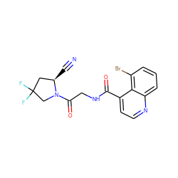 N#C[C@@H]1CC(F)(F)CN1C(=O)CNC(=O)c1ccnc2cccc(Br)c12 ZINC000169312176