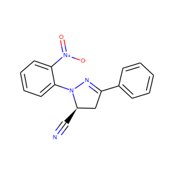 N#C[C@@H]1CC(c2ccccc2)=NN1c1ccccc1[N+](=O)[O-] ZINC000004903606