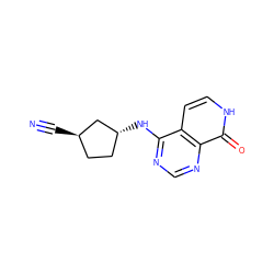 N#C[C@@H]1CC[C@@H](Nc2ncnc3c(=O)[nH]ccc23)C1 ZINC000096285229