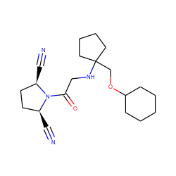 N#C[C@@H]1CC[C@H](C#N)N1C(=O)CNC1(COC2CCCCC2)CCCC1 ZINC000013687467