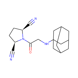 N#C[C@@H]1CC[C@H](C#N)N1C(=O)CNC12CC3CC(CC(C3)C1)C2 ZINC000013687373