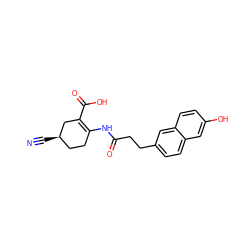 N#C[C@@H]1CCC(NC(=O)CCc2ccc3cc(O)ccc3c2)=C(C(=O)O)C1 ZINC000049035706