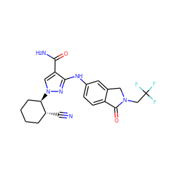 N#C[C@@H]1CCCC[C@H]1n1cc(C(N)=O)c(Nc2ccc3c(c2)CN(CC(F)(F)F)C3=O)n1 ZINC000221098403