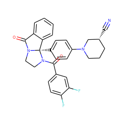 N#C[C@@H]1CCCN(c2ccc([C@@]34c5ccccc5C(=O)N3CCN4C(=O)c3ccc(F)c(F)c3)cc2)C1 ZINC001772573409