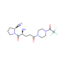 N#C[C@@H]1CCCN1C(=O)[C@@H](N)CCC(=O)N1CCN(C(=O)C(F)(F)F)CC1 ZINC000040913366